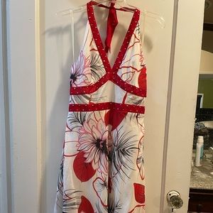 Beautiful summer dress, red and pinks flowers